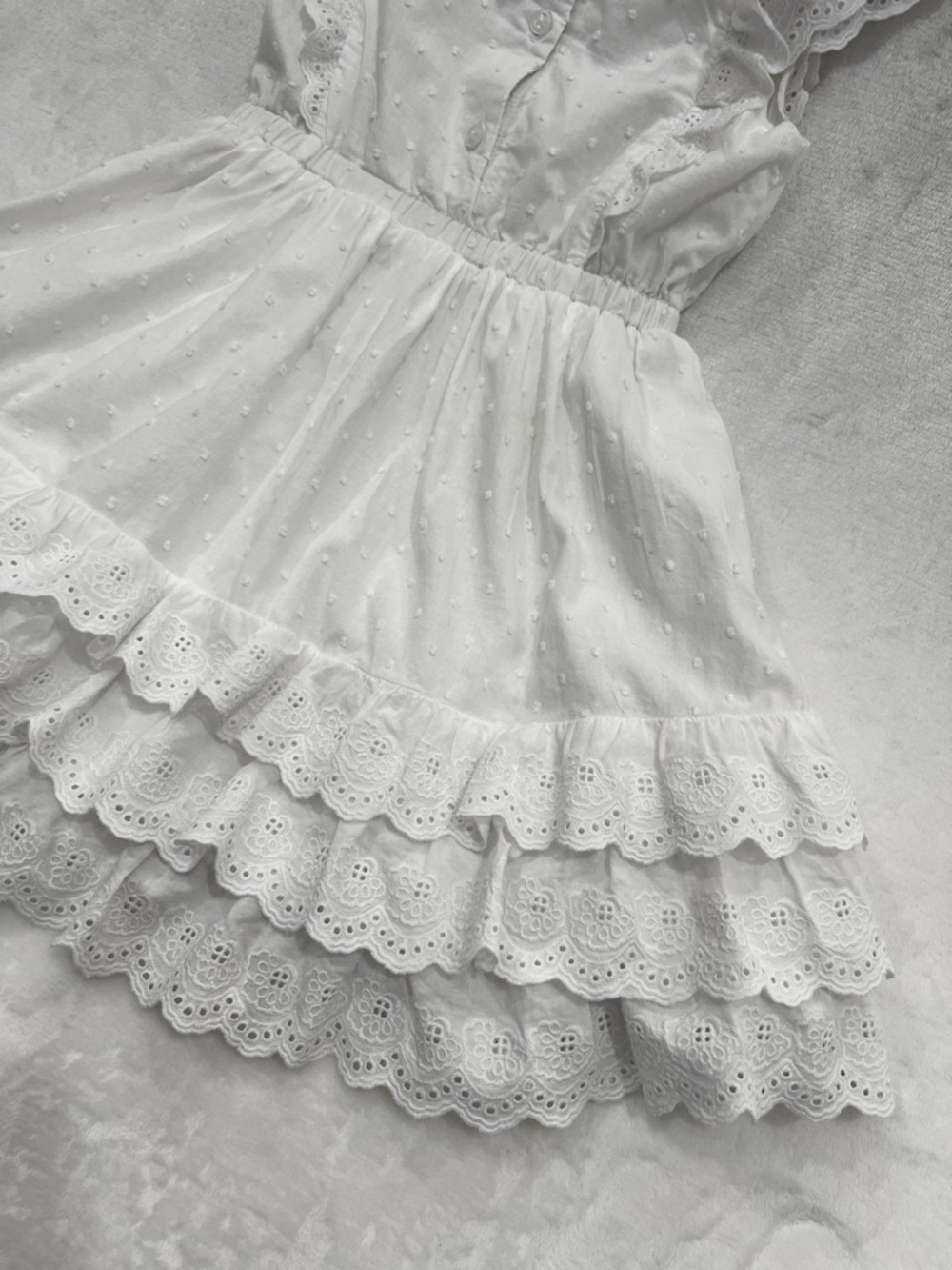 Janie and Jack Pintuck Eyelet Dress Summer Ruffle Detail Size 5 Special Occasion - Picture 10 of 14